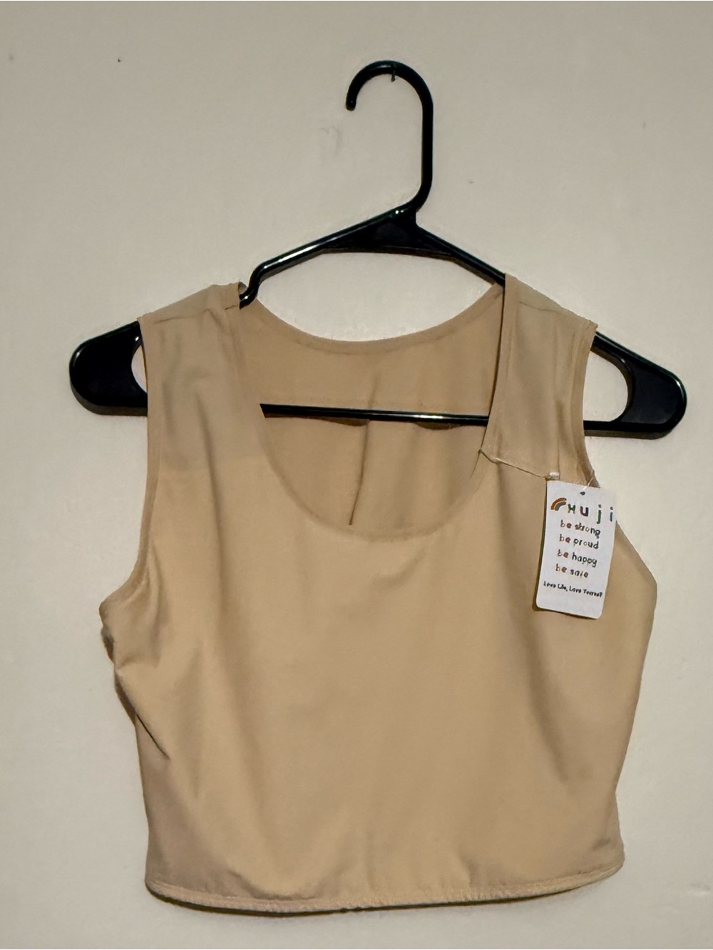 Beige Sleeveless Crop Top with Tag